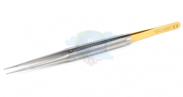 Микропинцет Geomed, прямой, алмазное покрытие, кольцо 0,5 мм, длина 18 см